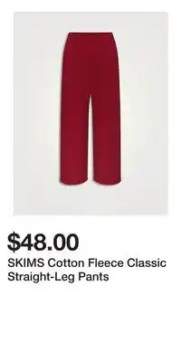 Holt Renfrew SKIMS Cotton Fleece Classic Straight-Leg Pants offer