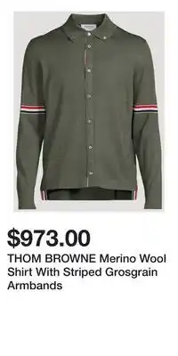 Holt Renfrew THOM BROWNE Merino Wool Shirt With Striped Grosgrain Armbands offer