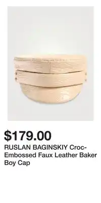 Holt Renfrew RUSLAN BAGINSKIY Croc-Embossed Faux Leather Baker Boy Cap offer