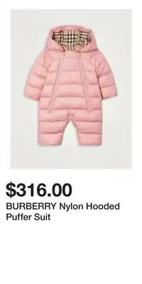 Holt Renfrew BURBERRY Nylon Hooded Puffer Suit offer