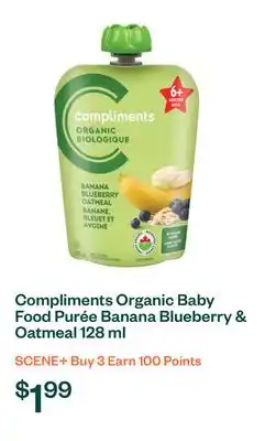 Voilà Compliments Organic Baby Food Purée Banana Blueberry & Oatmeal 128 ml offer