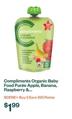 Voilà Compliments Organic Baby Food Purée Apple, Banana, Raspberry & Oatmeal 128 ml offer