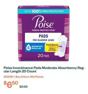 Voilà Poise Incontinence Pads Moderate Absorbency Regular Length 20 Count offer