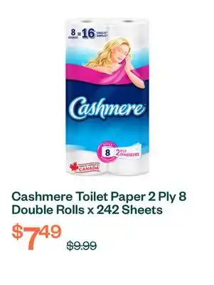 Voilà Cashmere Toilet Paper 2 Ply 8 Double Rolls x 242 Sheets offer