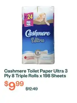 Voilà Cashmere Toilet Paper Ultra 3 Ply 8 Triple Rolls x 198 Sheets offer