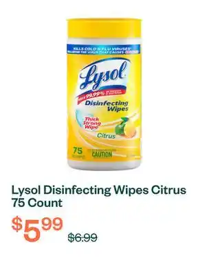 Voilà Lysol Disinfecting Wipes Citrus 75 Count offer