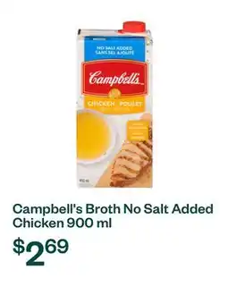 Voilà Campbell's Broth No Salt Added Chicken 900 ml offer