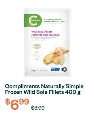 Voilà Compliments Naturally Simple Frozen Wild Sole Fillets 400 g offer