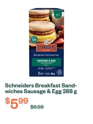 Voilà Schneiders Breakfast Sandwiches Sausage & Egg 288 g offer