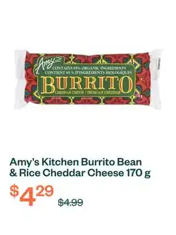 Voilà Amy's Kitchen Burrito Bean & Rice Cheddar Cheese 170 g (frozen) offer