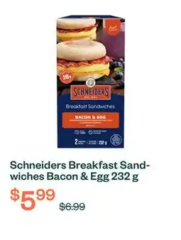 Voilà Schneiders Breakfast Sandwiches Bacon & Egg 232 g offer