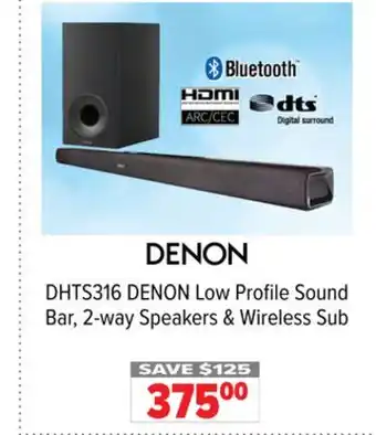 2001 Audio Video DHTS316 Low Profile Sound Bar, 2-way Speakers & Wireless Sub offer