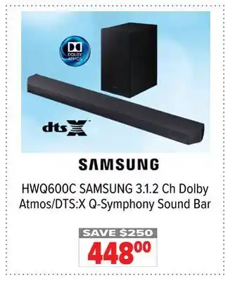 2001 Audio Video HWQ600C 3.1.2 Ch Dolby Atmos/DTS:X Q-Symphony Sound Bar offer