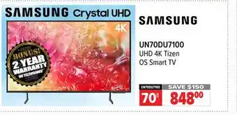 2001 Audio Video UN70DU7100 70 UHD 4K Tizen OS Smart TV offer