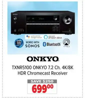 2001 Audio Video TXNR5100 7.2 Ch. 4K/8K HDR Chromecast Receiver offer