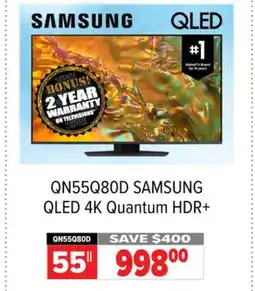 2001 Audio Video QN55Q80D 55 QLED 4K Quantum HDR+ offer