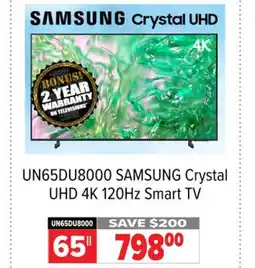 2001 Audio Video UN65DU8000 65 Crystal UHD 4K 120Hz Smart TV offer