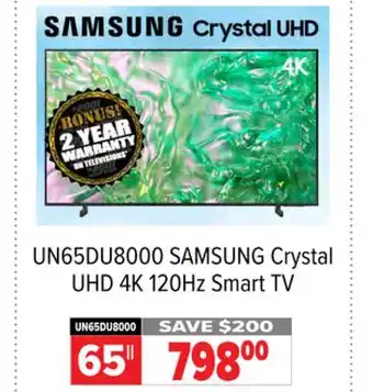 2001 Audio Video UN65DU8000 65 Crystal UHD 4K 120Hz Smart TV offer