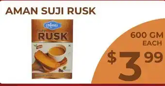 Food World Supermarket AMAN SUJI RUSK offer