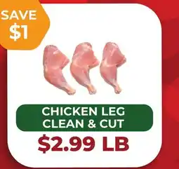 Food World Supermarket CHICKEN LEG CLEAN & CUT offer