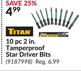 Princess Auto 10 pc 2 in. Tamperproof Star Driver Bits offer