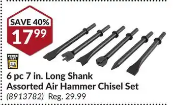 Princess Auto 6 pc 7 in. Long Shank Assorted Air Hammer Chisel Set offer