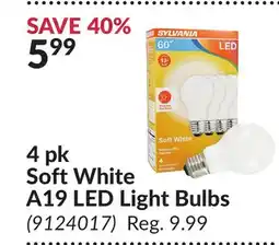 Princess Auto 4 pk Soft White A19 LED Light Bulbs offer