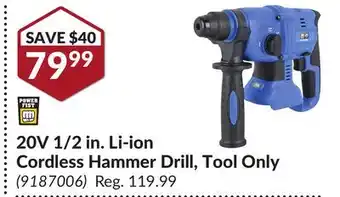 Princess Auto 20V 1/2 in. Li-ion Cordless Hammer Drill, Tool Only offer