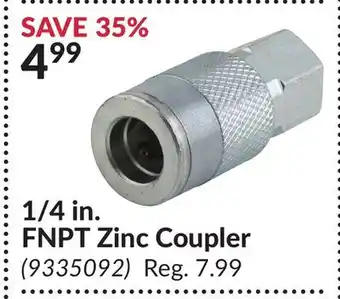 Princess Auto 1/4 in. FNPT Zinc Coupler offer