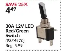 Princess Auto 30A 12V LED Red/Green Switch offer