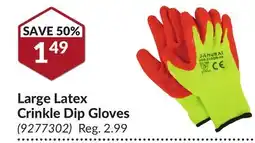 Princess Auto Large Latex Crinkle Dip Gloves offer