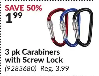 Princess Auto 3 pk Carabiners with Screw Lock offer