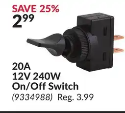 Princess Auto 20A 12V 240W On/Off Switch offer