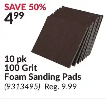 Princess Auto 10 pk 100 Grit Foam Sanding Pads offer