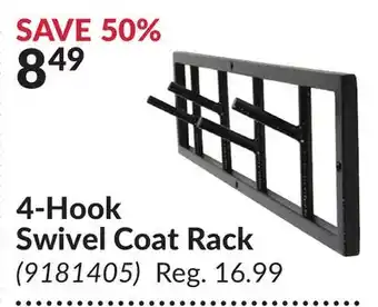 Princess Auto 4-Hook Swivel Coat Rack offer