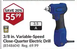 Princess Auto 3/8 in. Variable-Speed Close-Quarter Electric Drill offer