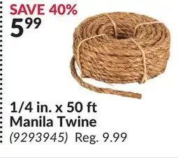 Princess Auto 1/4 in. x 50 ft Manila Twine offer