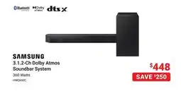 Visions Electronics Samsung 3.1.2-Ch Dolby Atmos Soundbar System offer