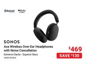 Visions Electronics Sonos Ace Wireless Over-Ear Headphones with Noise Cancellation offer