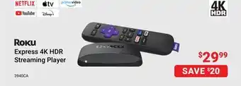 Visions Electronics Roku Express 4K HDR Streaming Player offer