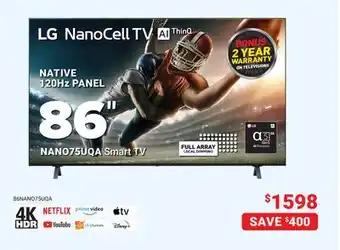 Visions Electronics LG Native 120HZ Panel 86 Smart TV offer