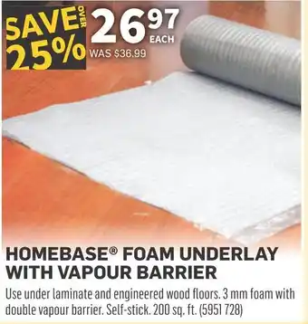 Co-op Homebase foam underlay with vapour barrier offer