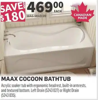 Co-op Maax cocoon bathtub offer