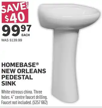 Co-op Homebase new orleans pedestal sink offer