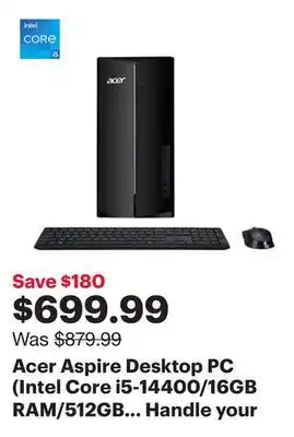 Best Buy Acer Aspire Desktop PC (Intel Core i5-14400/16GB RAM/512GB SSD/Windows 11) - Only at Best Buy offer