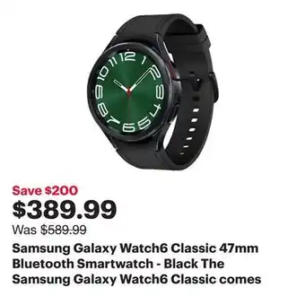 Best Buy Samsung Galaxy Watch6 Classic 47mm Bluetooth Smartwatch - Black offer