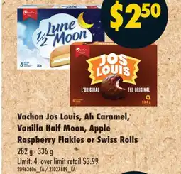 No Frills VACHON JOS LOUIS, AH CARAMEL, VANILLA HALF MOON, APPLE RASPBERRY FLAKIES OR SWISS ROLLS, 282 G-336 G offer