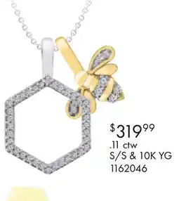 Charm Diamond Sterling Silver & 10K Yellow Gold Diamond Bee Pendant offer