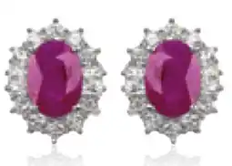 Charm Diamond Sterling Silver Ruby & White Zircon Halo Earrings offer