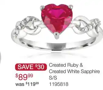 Charm Diamond Sterling Silver Created Ruby & Created White Sapphire Infinity Heart Ring offer